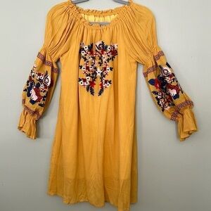 R. Vivimos yellow embroidered dress